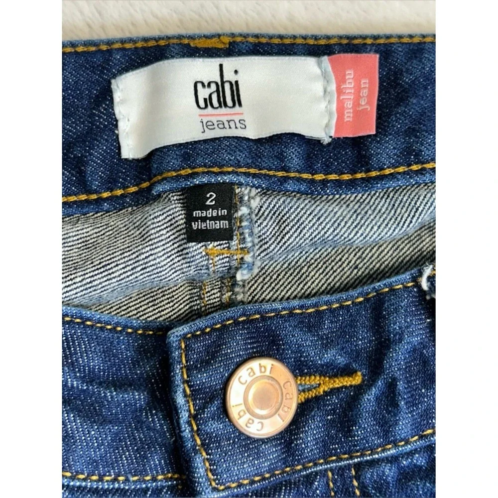 Cabi‎ Malibu Jean 4522 Mid Rise Straight Leg Distressed 100% Cotton Size 2